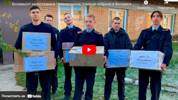 Восемьсот килограммов гуманитарной помощи собрали в Воскресенске