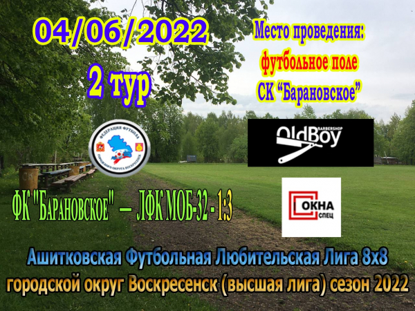 4 июня на футбольном поле СК "Барановское" состоялись 2 и 3 тур Ашитковской футбольной любительской лиги (первая и высшая лига)