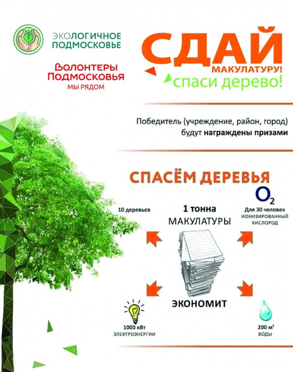 В Воскресенске пройдет эко-марафон "Сдай макулатуру-спаси дерево!"